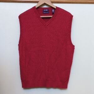 Vintage Y2K Mens L Red Sweater Vest J. Ashford Pima Cotton Large Grandpacore